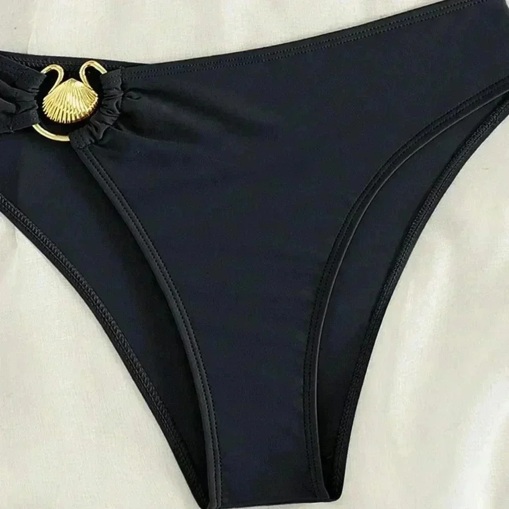 Black Women's Beach Ruffle Sexy Bikini Set